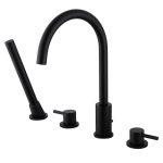 Смеситель на борт ванны Abber Wasser Kreis черный однорычажный с лейкой (AF8113B)