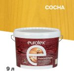 Лак антисептик акриловый Eurotex Аквалазурь сосна 9 л