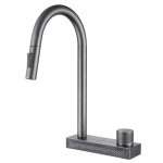 Смеситель для кухни Abber Kreis никель с высоким изливом с водопадом с вытяжной лейкой (AF8114NG)