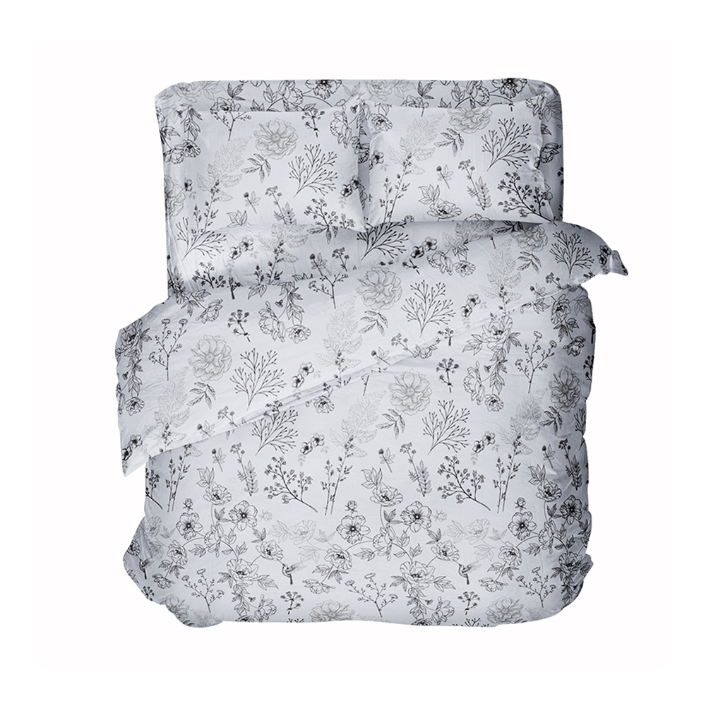 original-10208.jpg Комплект постельного белья 1,5-спальный бязь Самойловский текстиль Утро черно-белый с простыней 145х220 см — изображение 1