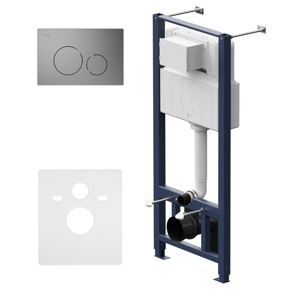 original-10287.jpg Инсталляция AM.PM Pro L для подвесного унитаза с кнопкой никель со звукоизоляцией (I012704.9031) — изображение 1