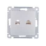 Розетка компьютерная/ телефонная Hegel Master встраиваемая серебро RJ11/ RJ45 (РСКТ-440-06)
