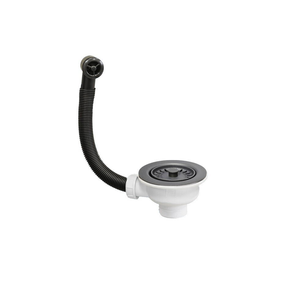 original-11308.jpg Выпуск для мойки McAlpine 3 1/2 с переливом черный матовый (OF2-113S-MLB) — изображение 1