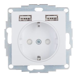 Розетка Systeme Electric AtlasDesign встраиваемая белая 2хUSB-А (ATN000130)