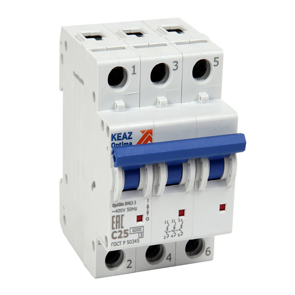 original-11546.jpg Автоматический выключатель модульный КЭАЗ OptiDin 3P 20А тип C 6 кА 380 В (260793) — изображение 1