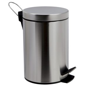Ведро для мусора WasserKraft K-665 с крышкой 5 л металл никель с педалью