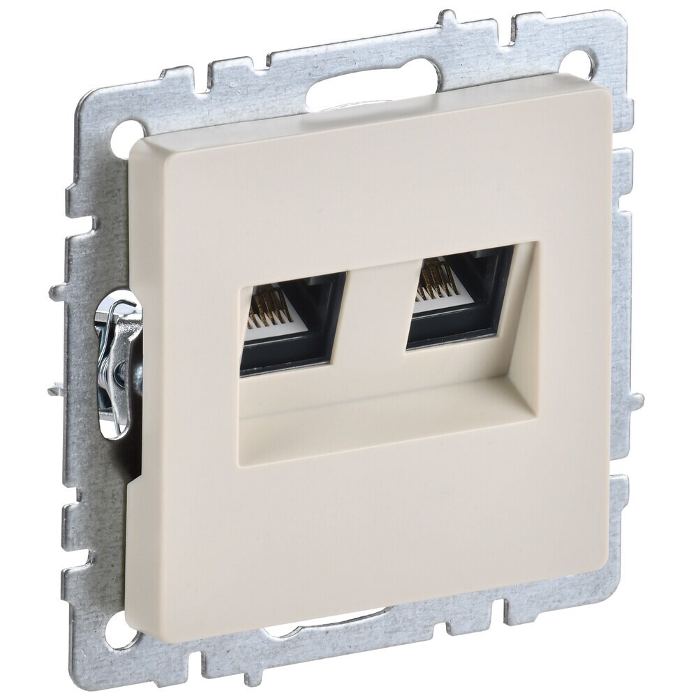 original-12019.jpg Розетка телефонная/компьютерная IEK Brite РК-Т12-БрКр встраиваемая бежевая (BR-KT20-O-1-K10) — изображение 1
