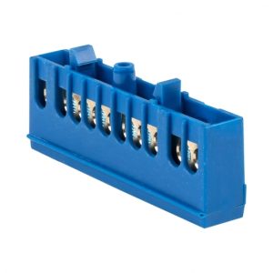 Шина нулевая в изолированном корпусе на DIN-рейку EKF PROxima 6х9 мм 10 отверстий синяя (20 шт.) (sn0-63-10-ib)