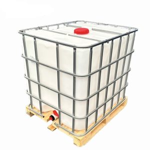 Бак для жидкости Attika 1000 л пластиковый с крышкой на деревянной паллете белый