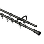 Карниз настенный металлический двухрядный раздвижной 160-300 см d16/19 мм черный (151.211)