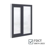 Пластиковое окно VEKA WHS Halo 60 1160х1200 мм 2 створки левая глухая правая поворотно-откидная двухкамерное серое