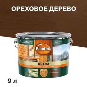Антисептик Pinotex Ultra декоративный для дерева ореховое дерево 9 л