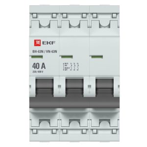 Выключатель нагрузки EKF PROxima ВН-63N 3Р 40А 400 В на DIN-рейку (S63340)
