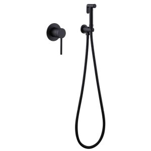 Смеситель с гигиеническим душем встраиваемый Abber Emotion со скрытой частью в комплекте черный (AF8825B)