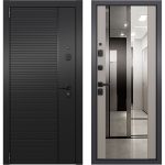 Дверь входная Torex Талса Скай левая крема - черная шагрень с зеркалом 950х2050 мм