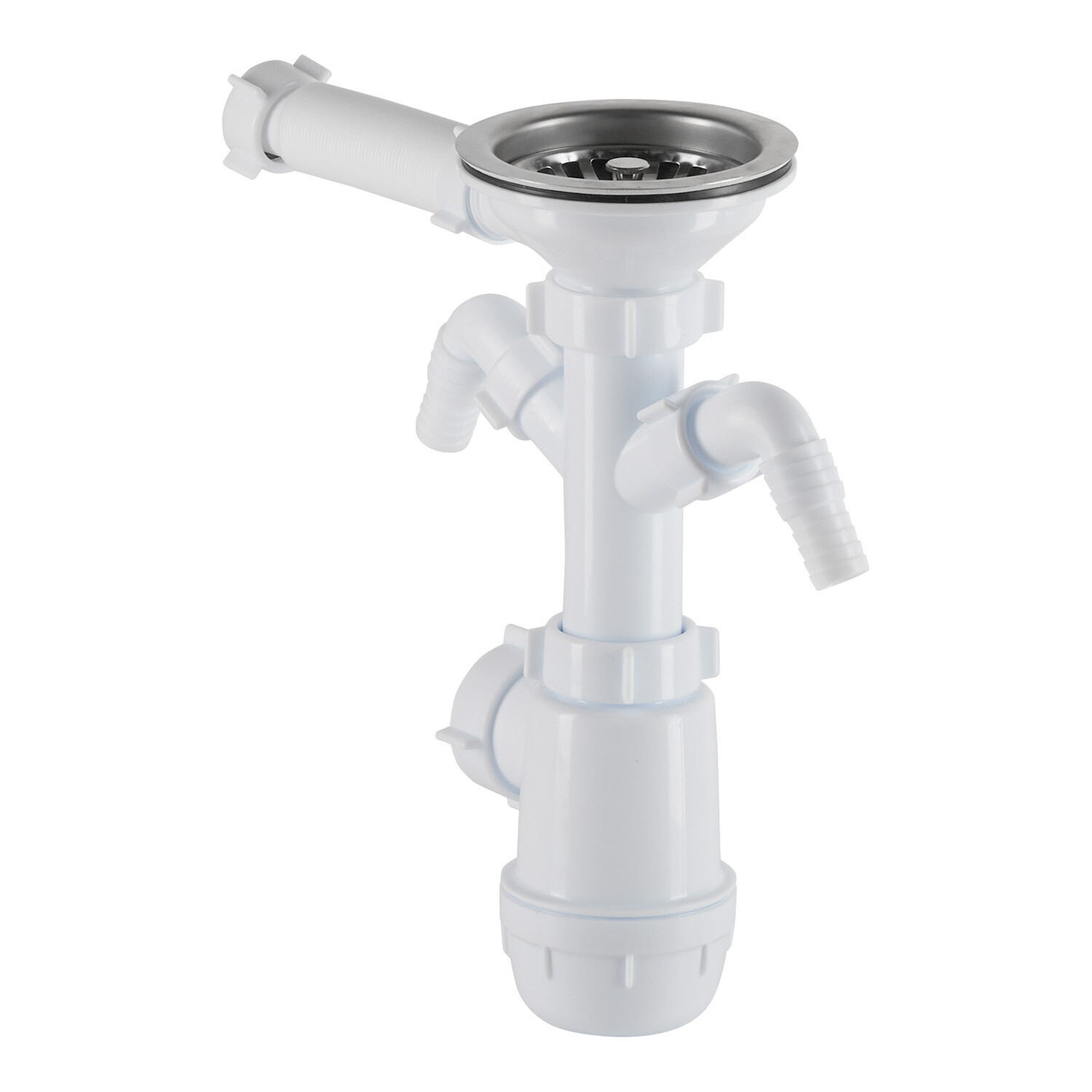 original-13275.jpg Сифон для мойки АНИ пласт 3 1/2х40 мм с выпуском d115 мм с переливом с соединением 40 мм (A0146SDIY) — изображение 1