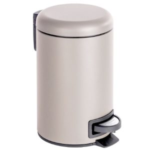 Ведро для мусора Primanova Elit с крышкой 12 л металл бежевое с педалью