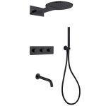 Душевая система Abber Wasser Kreis встраиваемая с верхним душем с лейкой со смесителем черная матовая (AF8150B)