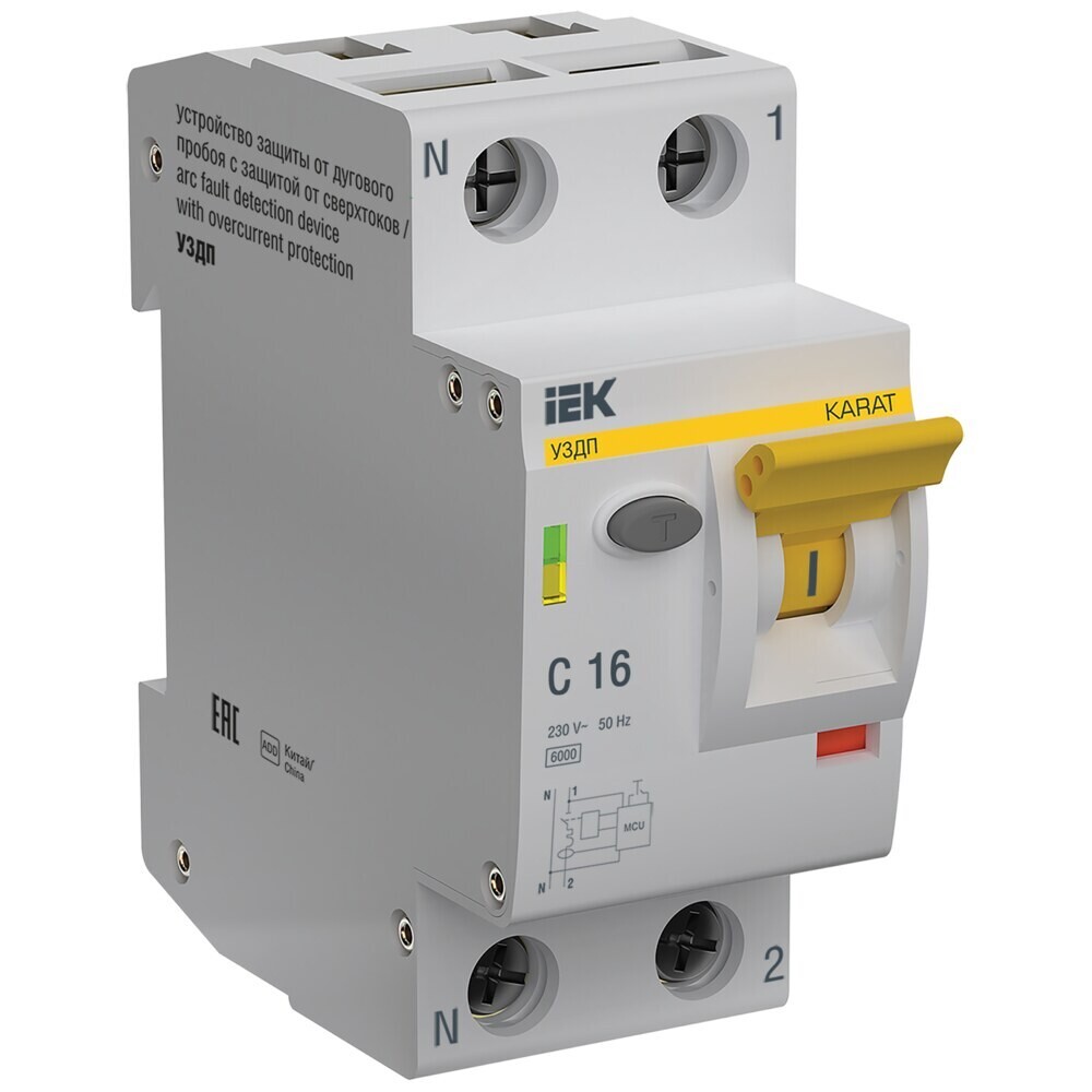 original-14214.jpg Устройство защиты от дугового пробоя IEK Karat УЗДП 1P+N 16А 230 В на DIN-рейку с автоматическим выключателем (KA-DP11-1-016-C) — изображение 1