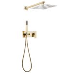 Душевая система Abber Daheim встраиваемая с верхним душем с лейкой со смесителем золото матовое (AF8218G)