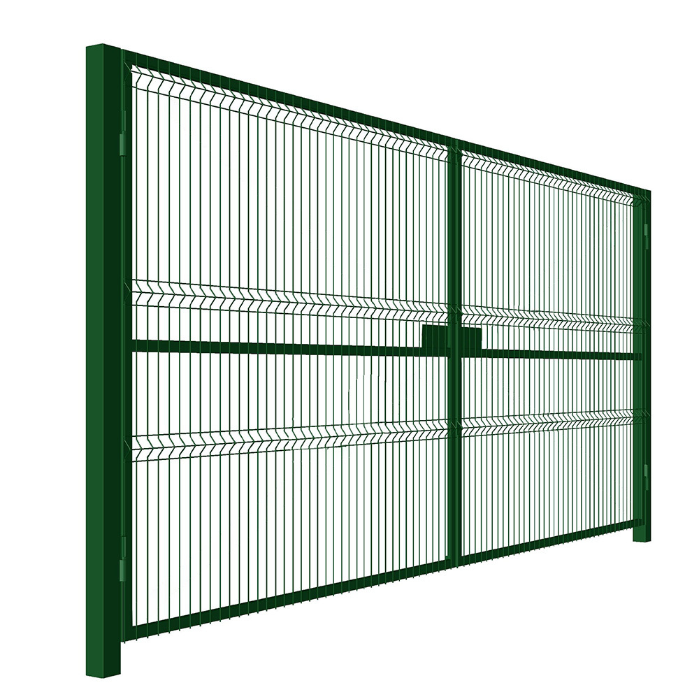 original-14367.jpg Ворота распашные с панелью 3D и столбами Оптима 4х2 м зеленые RAL 6005 — изображение 1