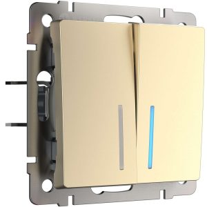 Выключатель Werkel двухклавишный встраиваемый шампань с подсветкой (a050859)