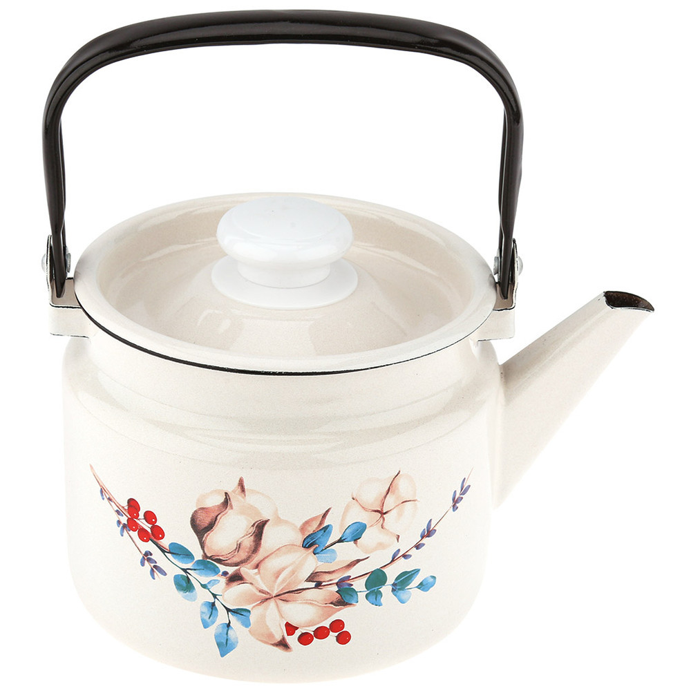 original-14837.jpg Чайник эмалированный Лысьвенские эмали Унесенные ветром 2 л белый — изображение 1