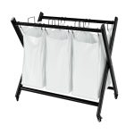 Корзина для белья WasserKraft Naab 790х720х465 мм 123 л складная белая/черная (WB-860-L)