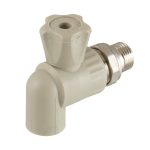 Кран шаровой полипропиленовый Valfex 20 мм х 1/2 НР(ш) с американкой угловой серый (10148020Г)