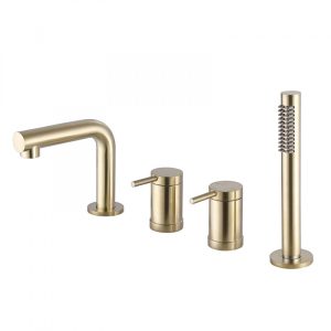 Смеситель на борт ванны Abber Emotion золото однорычажный с лейкой (AF8813G)