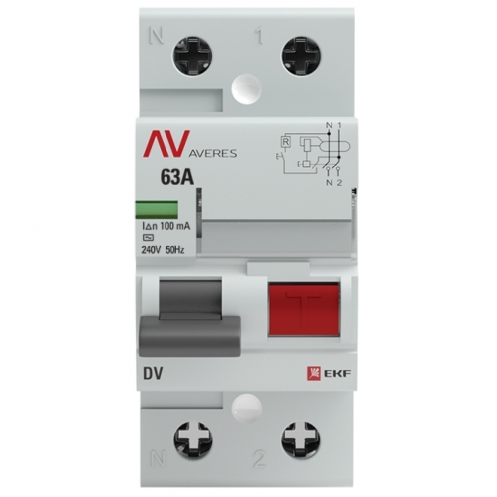 original-15587.jpg УЗО EKF Averes DV 63А 1P+N тип AC 100 мА 10 кА (rccb-2-63-100-ac-av) — изображение 1