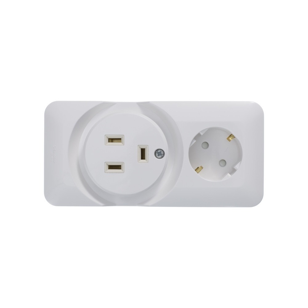 original-15621.jpg Розетка силовая комбинированная для электроплит Systeme Electric Wessen 59 открытая установка с заземлением 16 А 250 В IP20 белая (RA32-211R-B) — изображение 1