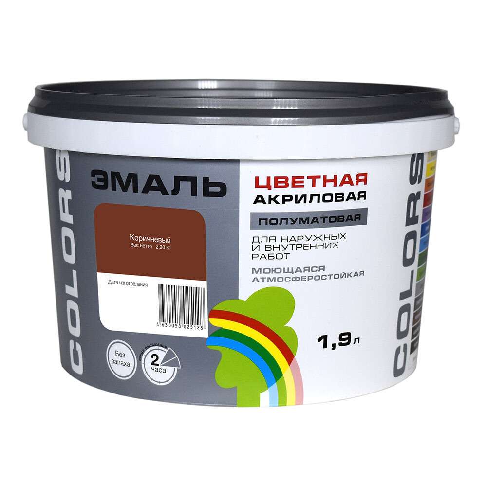 original-15824.jpg Эмаль универсальная акриловая Радуга Colors коричневая полуматовая 1,9 л — изображение 1