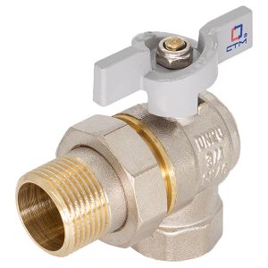 Кран шаровой латунный СТМ Стандарт 1/2 ВР(г) х 1/2 НР(ш) бабочка с накидной гайкой угловой (CWALM012)