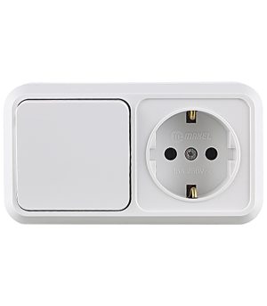 Блок выключатель и розетка Makel Siva Ustu одноклавишный накладной белый (451A1)