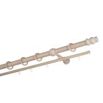 Карниз настенный деревянный двухрядный круглый 150 см d 28 мм беленый дуб