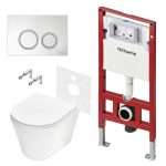 Комплект инсталляции TECE с унитазом Spring K с кнопкой хром и сиденьем дюропласт микролифт быстросъем (K955101WCKK401101WCK)