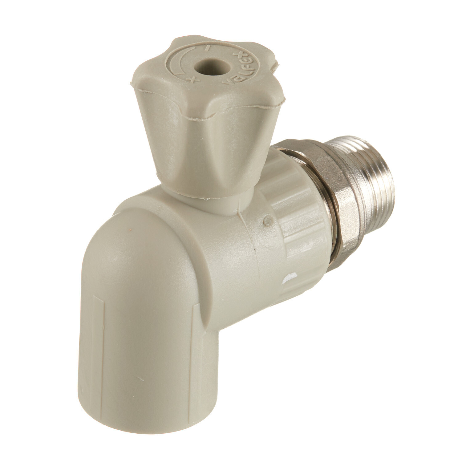 original-17725.jpg Кран шаровой полипропиленовый Valfex 25 мм х 3/4 НР(ш) с американкой угловой серый (10148025Г) — изображение 1