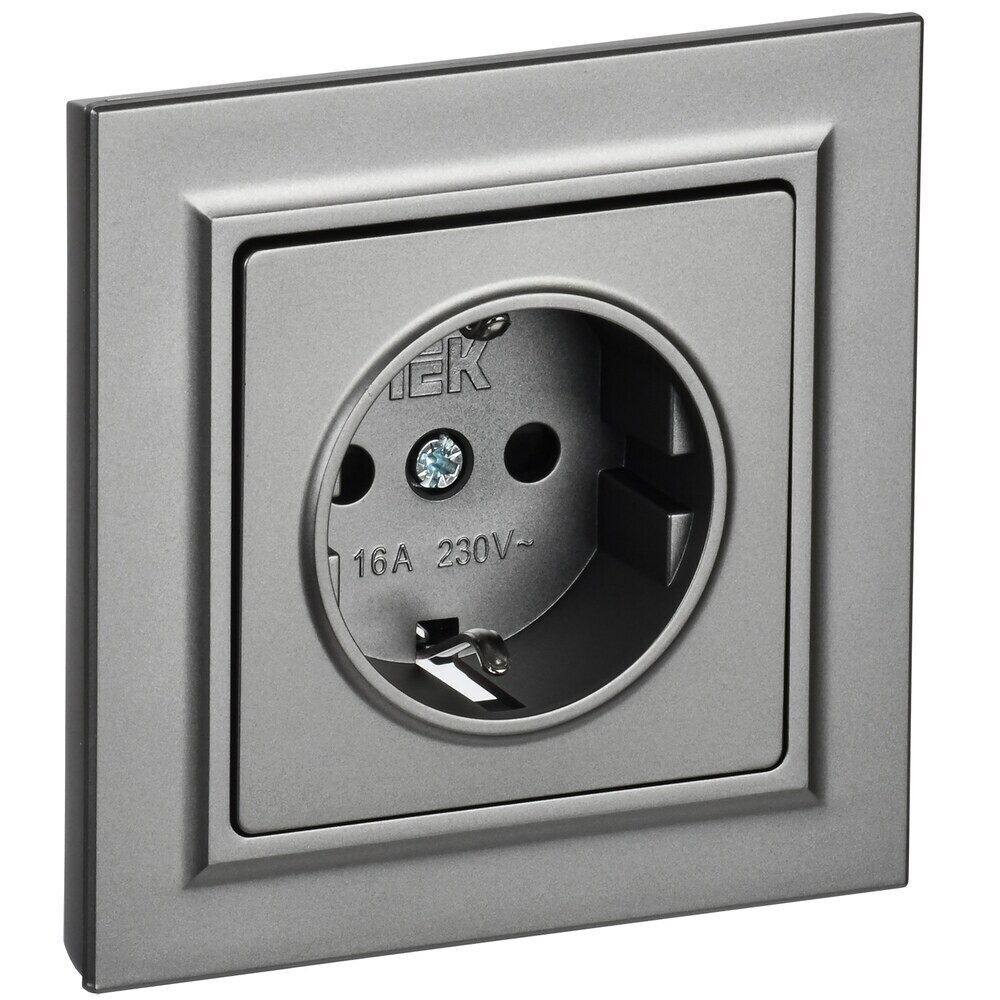 original-1801.jpg Розетка IEK Brite РСР14-1-0-БрС встраиваемая сталь со шторками (BR-R14-16-K46-F) — изображение 1