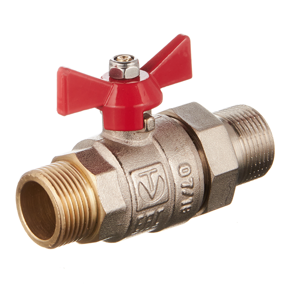 original-18153.jpg Кран шаровой латунный Valtec Base 3/4 НР(ш) х 3/4 НР(ш) бабочка с полусгоном прямой (VT.226.N.05) — изображение 1