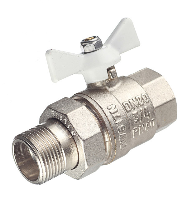 original-18198.jpg Кран шаровой латунный Valtec Base 3/4 ВР(г) х 3/4 НР(ш) бабочка с полусгоном прямой (VT.227.NW.05) — изображение 1