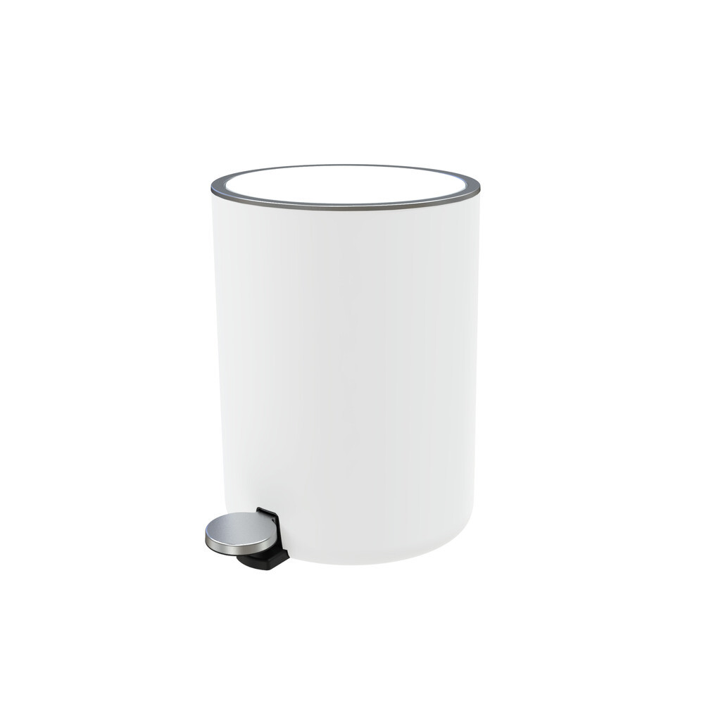 original-18372.jpg Ведро для мусора Primanova Lenox с крышкой 5 л пластик белое с педалью — изображение 1