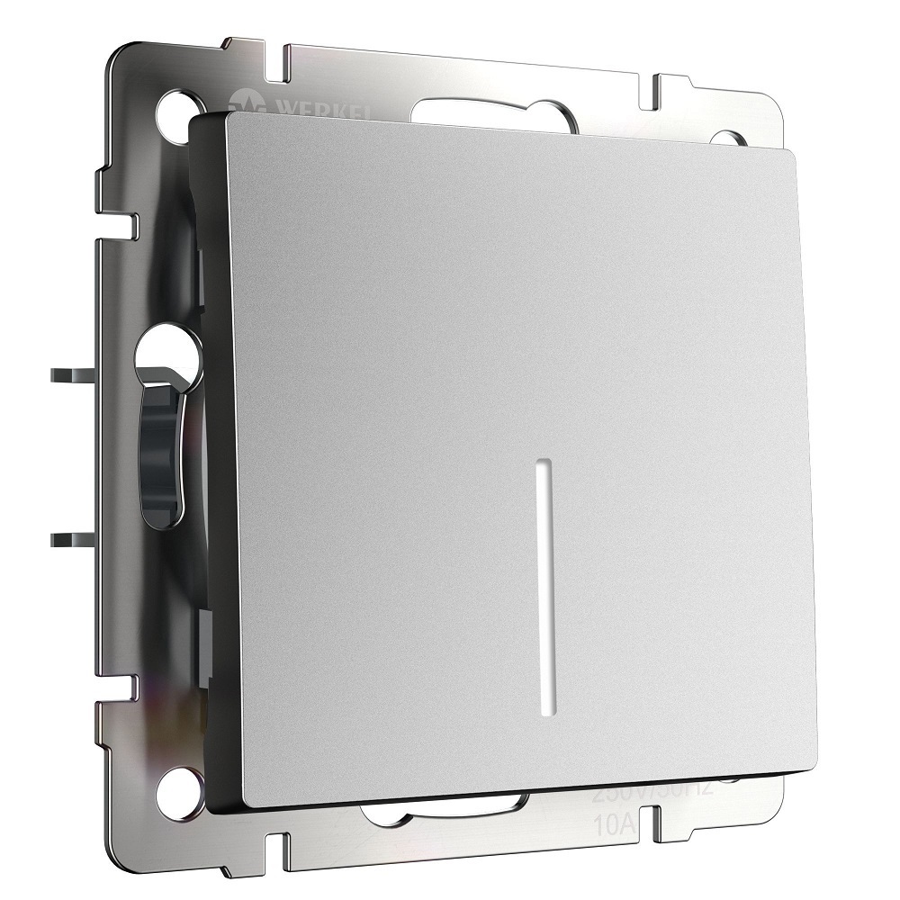 original-18449.jpg Выключатель Werkel одноклавишный встраиваемый серебряный матовый проходной с подсветкой (a063615) — изображение 1