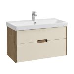 Тумба под раковину Aquaton Оливия 90 см подвесная бежевая/дуб веллингтон (1A254401OLVG0)