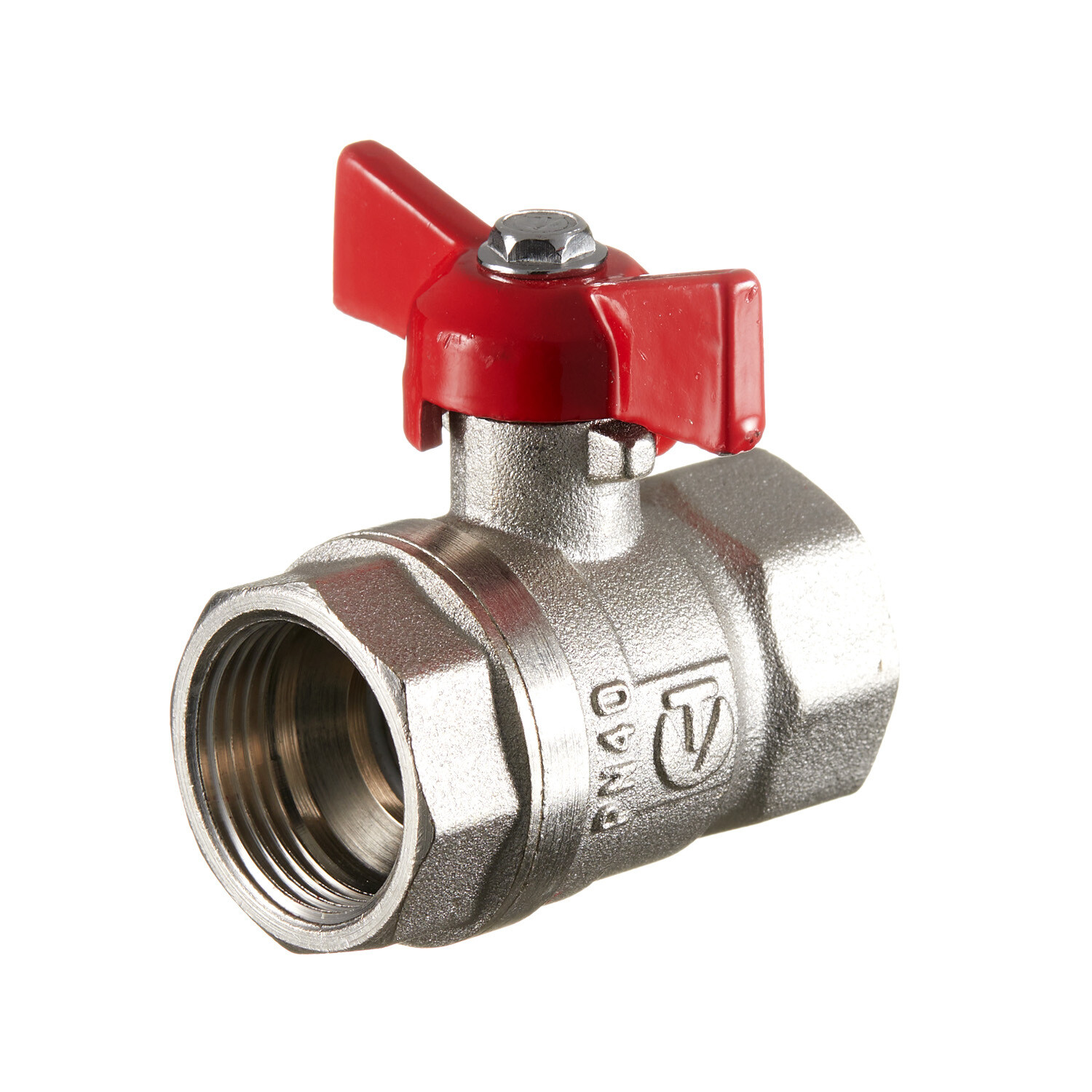 original-18666.jpg Кран шаровой латунный Valtec 3/4 ВР(г) х 3/4 ВР(г) полнопроходной бабочка прямой (VT.122.N.05) — изображение 1