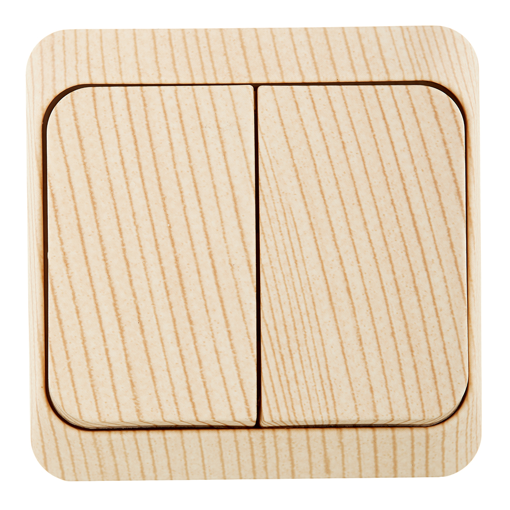 original-18674.jpg Выключатель Systeme Electric Этюд двухклавишный накладной сосна с подсветкой (BA10-006D) — изображение 1