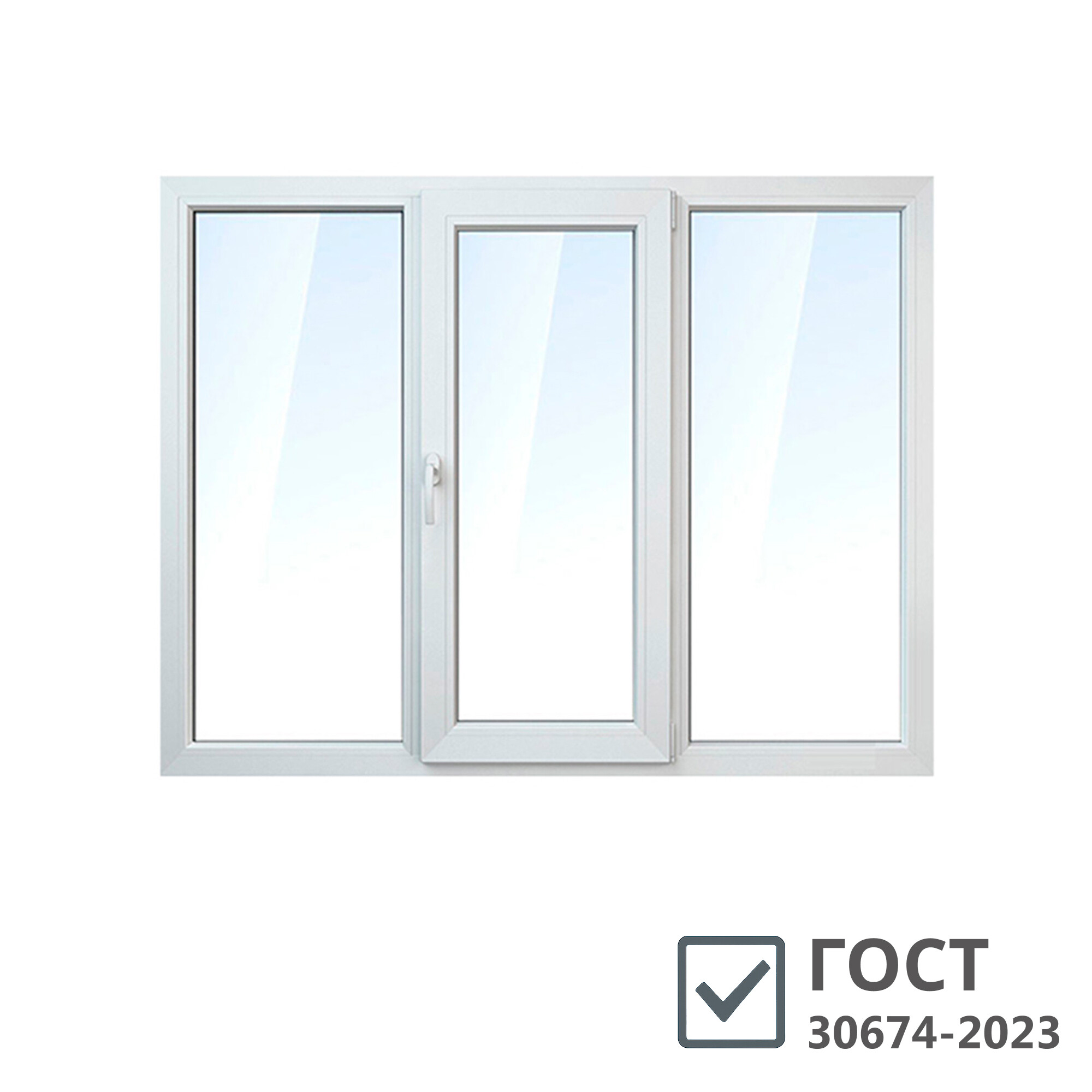 original-18969.jpg Пластиковое окно VEKA WHS 60 1440х1920 мм 3 створки левая глухая центр поворотно-откидная правая глуха однокамерное — изображение 1