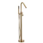 Смеситель для ванны напольный Swedbe Select золото однорычажный с коротким изливом с лейкой (4011go)