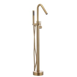 Смеситель для ванны напольный Swedbe Select золото однорычажный с коротким изливом с лейкой (4011go)