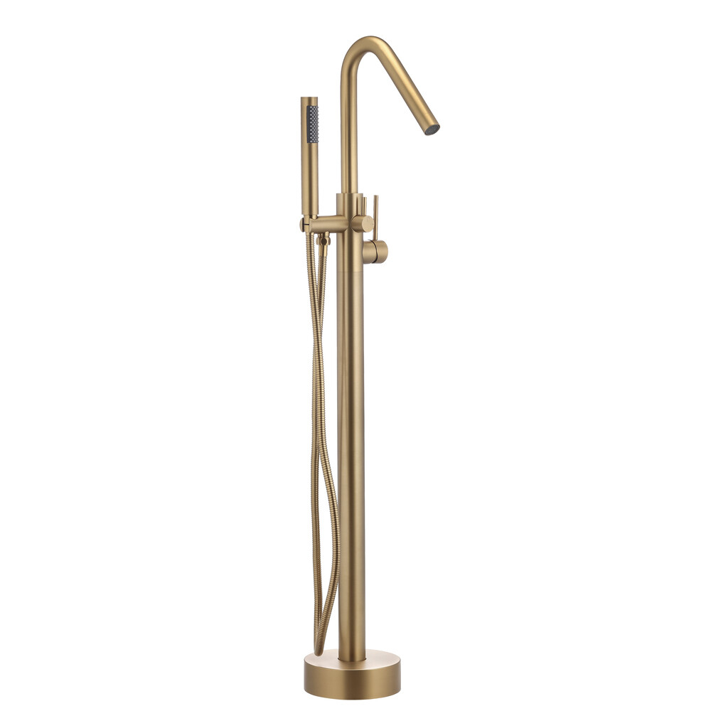 original-19178.jpg Смеситель для ванны напольный Swedbe Select золото однорычажный с коротким изливом с лейкой (4011go) — изображение 1